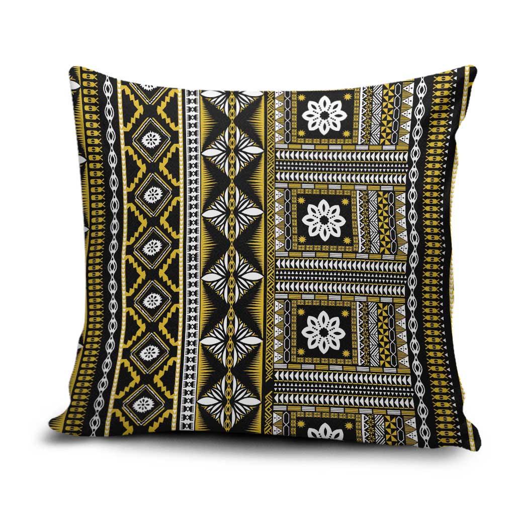 Fiji Masi Tapa Pattern Yellow Pillow Cover LT01 Yellow - Polynesian Pride