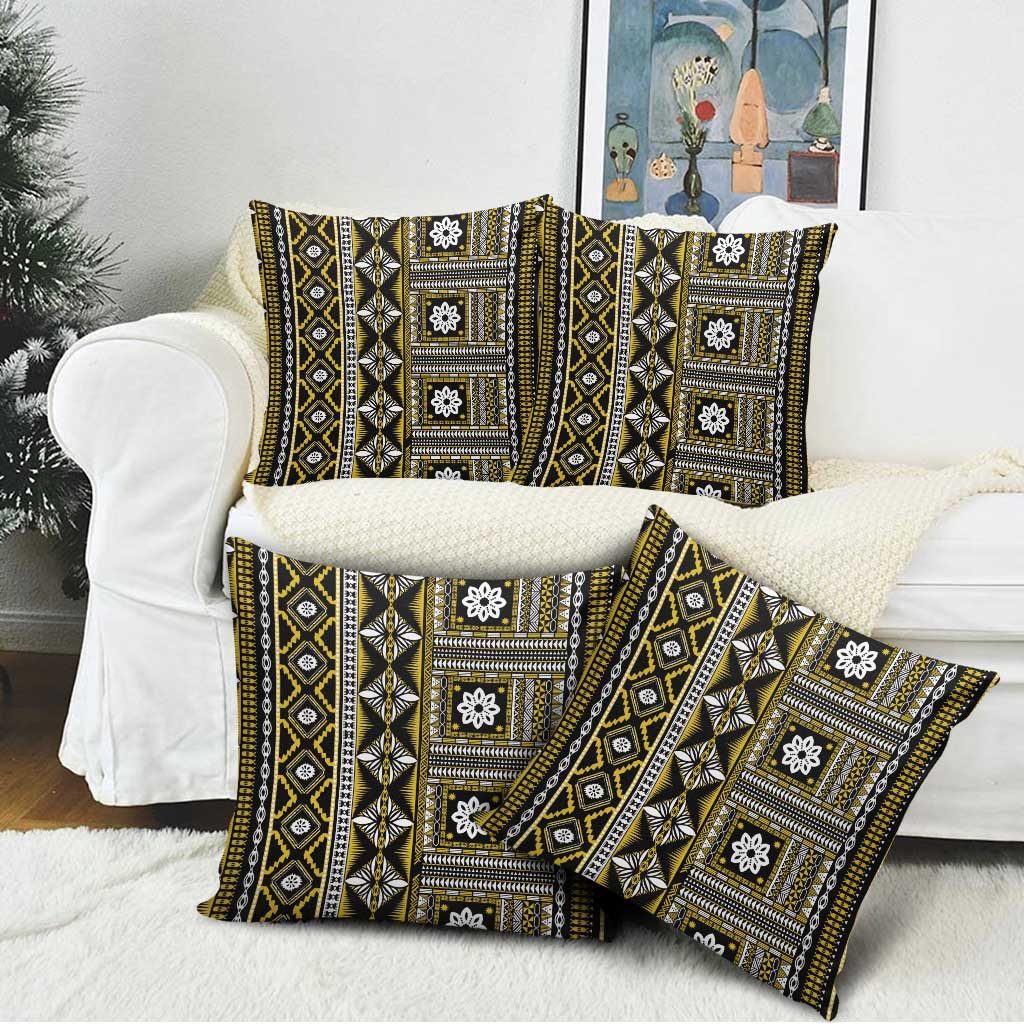 Fiji Masi Tapa Pattern Yellow Pillow Cover LT01 - Polynesian Pride