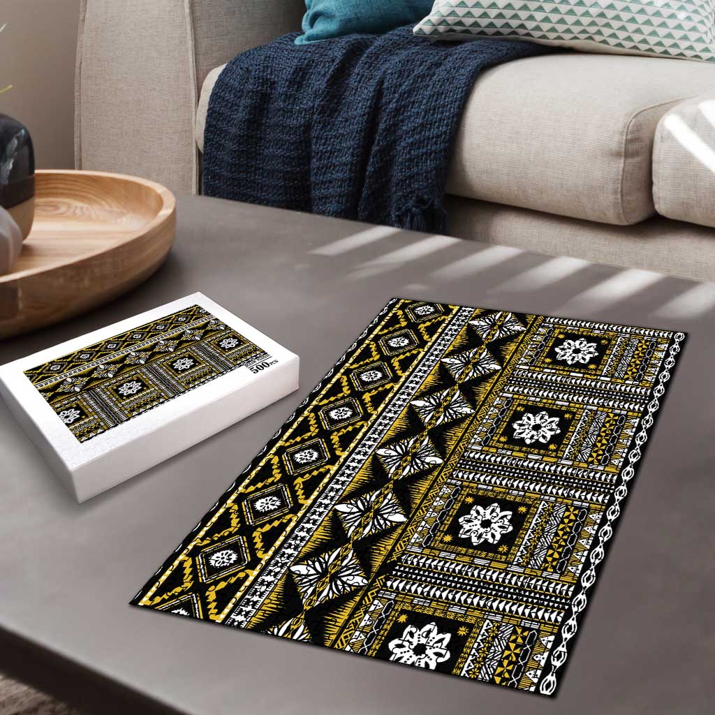 Fiji Masi Tapa Pattern Yellow Puzzle - Polynesian Pride