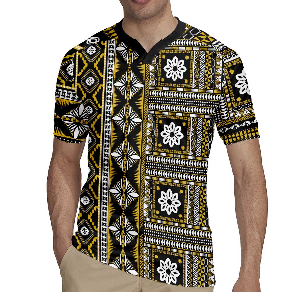 Fiji Masi Tapa Pattern Yellow Rugby Jersey - Polynesian Pride