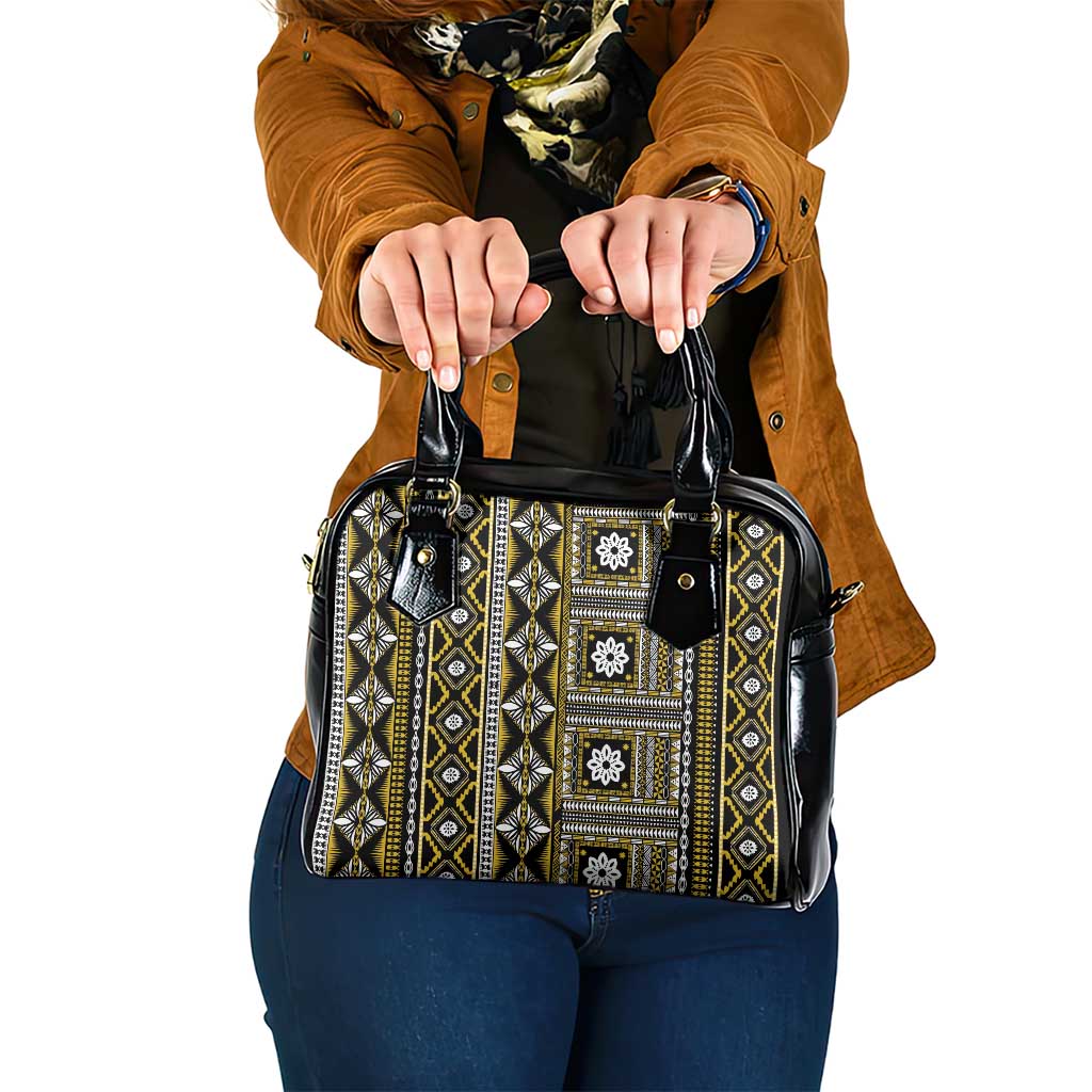 Fiji Masi Tapa Pattern Yellow Shoulder Handbag LT01 One Size Yellow - Polynesian Pride