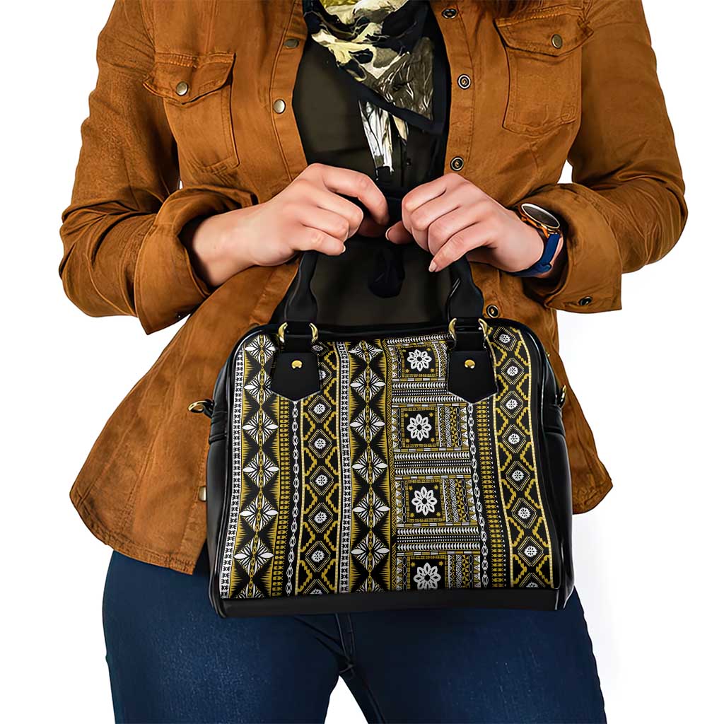 Fiji Masi Tapa Pattern Yellow Shoulder Handbag LT01 - Polynesian Pride