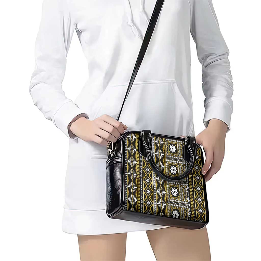 Fiji Masi Tapa Pattern Yellow Shoulder Handbag LT01 - Polynesian Pride