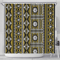Fiji Masi Tapa Pattern Yellow Shower Curtain - Polynesian Pride