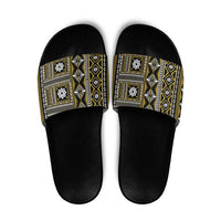 Fiji Masi Tapa Pattern Yellow Slide Sandals LT01 Yellow - Polynesian Pride