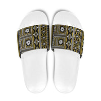 Fiji Masi Tapa Pattern Yellow Slide Sandals LT01 Yellow - Polynesian Pride