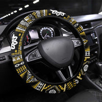 Fiji Masi Tapa Pattern Yellow Steering Wheel Cover LT01 Universal Fit Yellow - Polynesian Pride