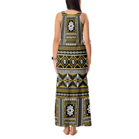 Fiji Masi Tapa Pattern Yellow Tank Maxi Dress - Polynesian Pride
