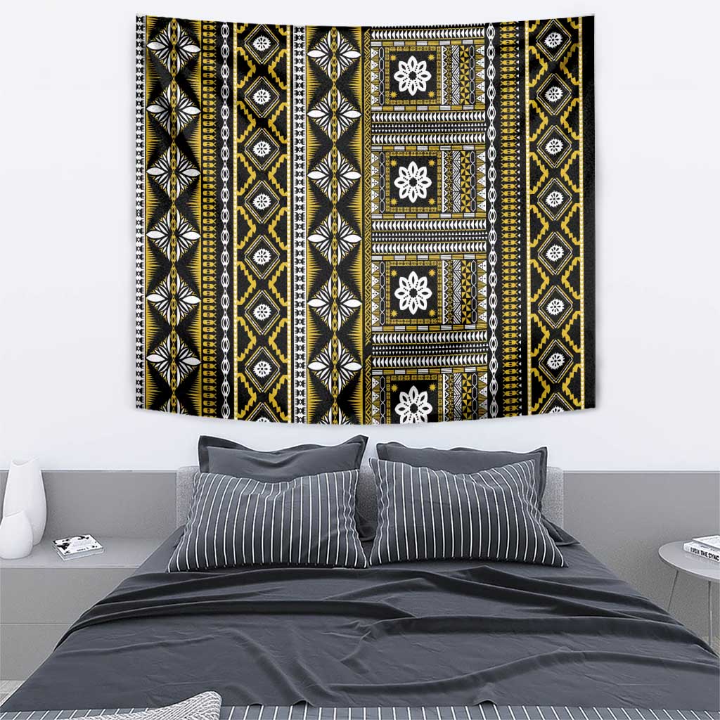 Fiji Masi Tapa Pattern Yellow Tapestry LT01 - Polynesian Pride