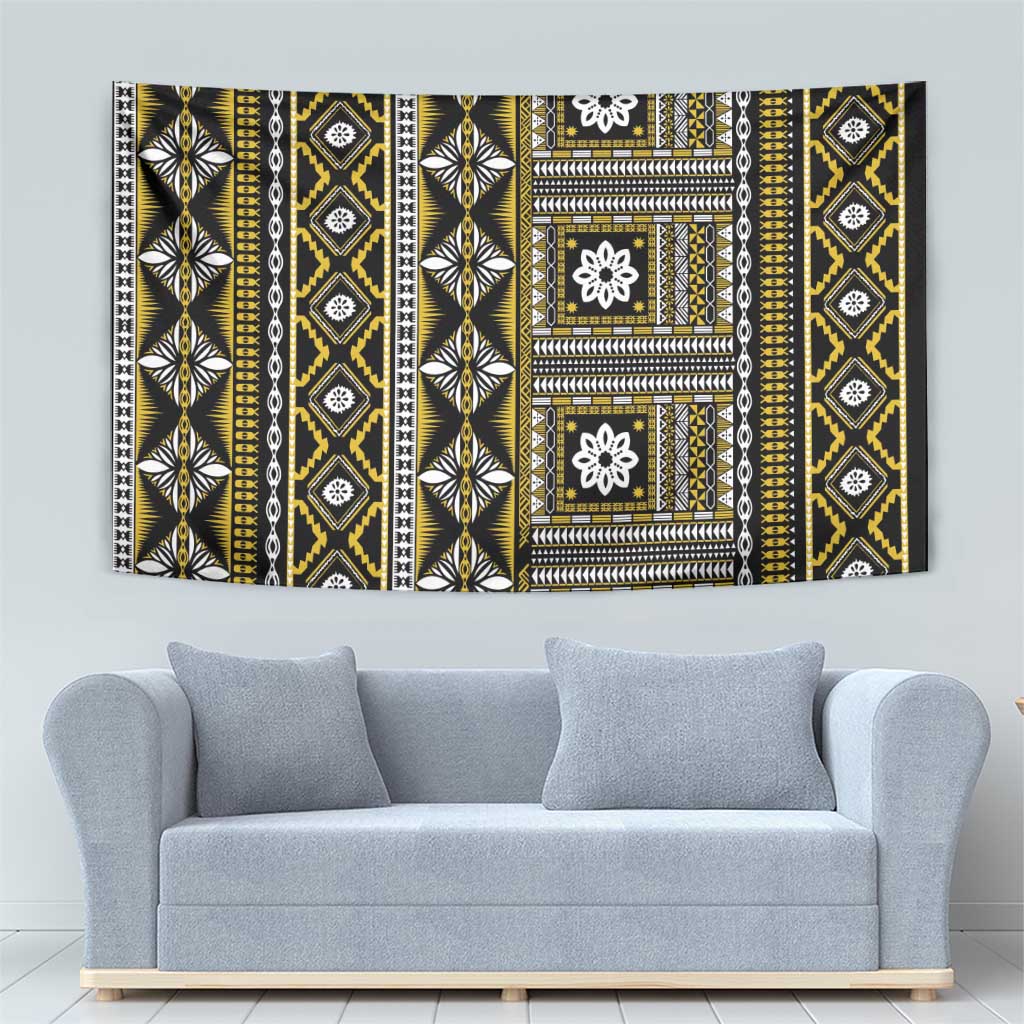 Fiji Masi Tapa Pattern Yellow Tapestry LT01 - Polynesian Pride