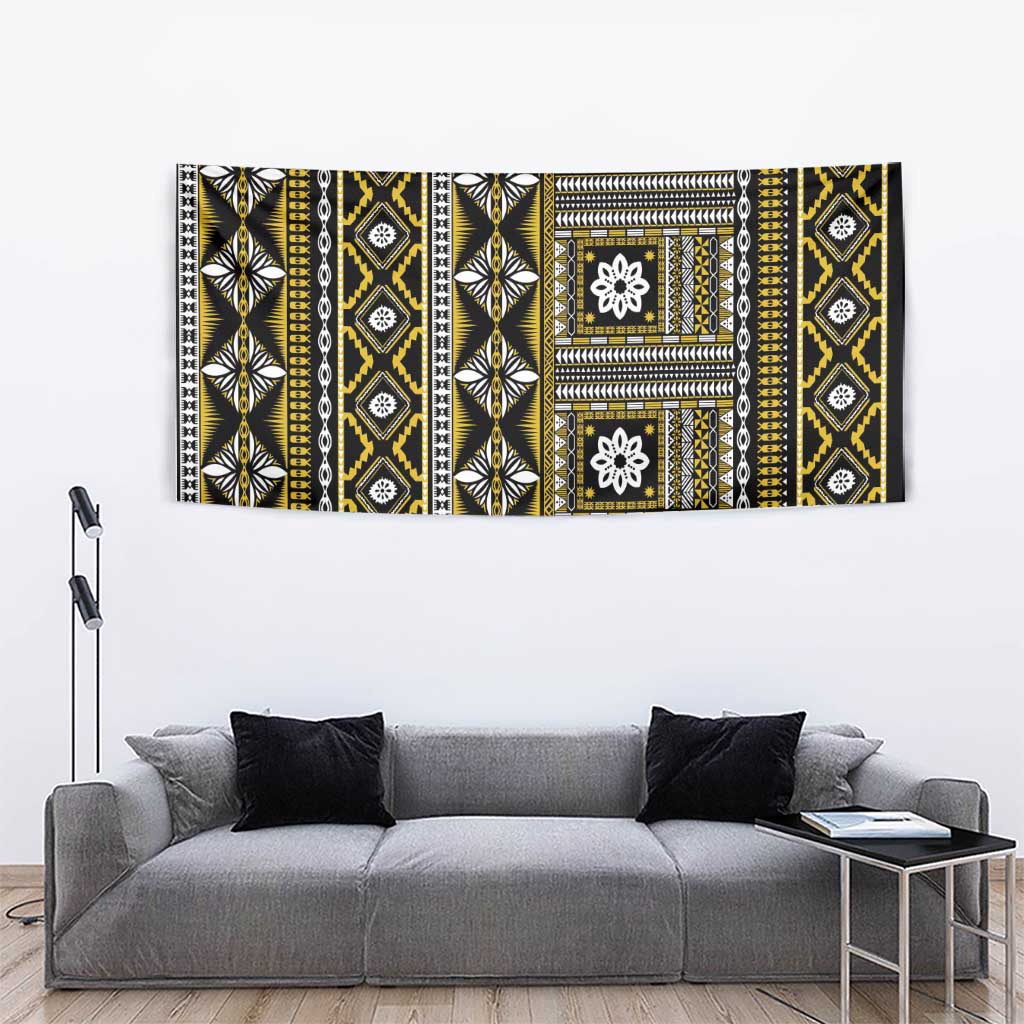 Fiji Masi Tapa Pattern Yellow Tapestry LT01 - Polynesian Pride