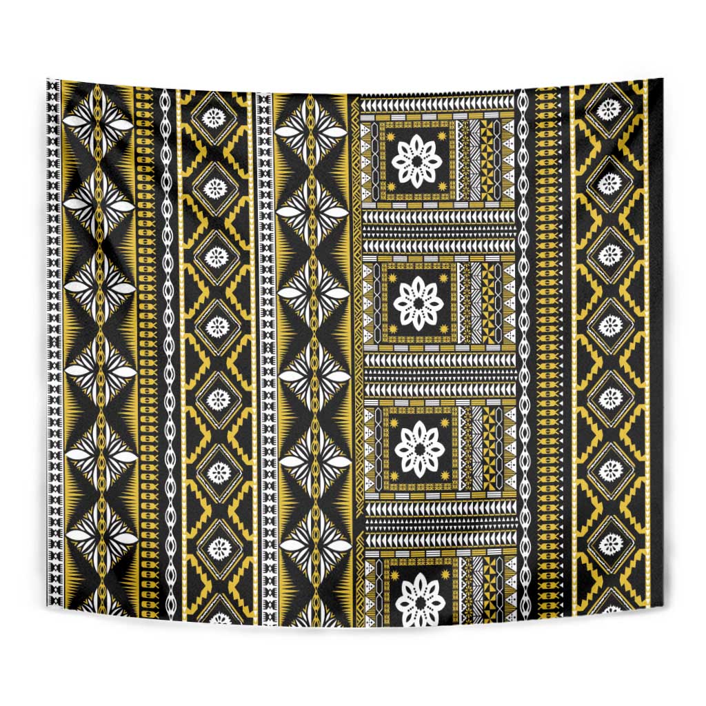 Fiji Masi Tapa Pattern Yellow Tapestry LT01 - Polynesian Pride