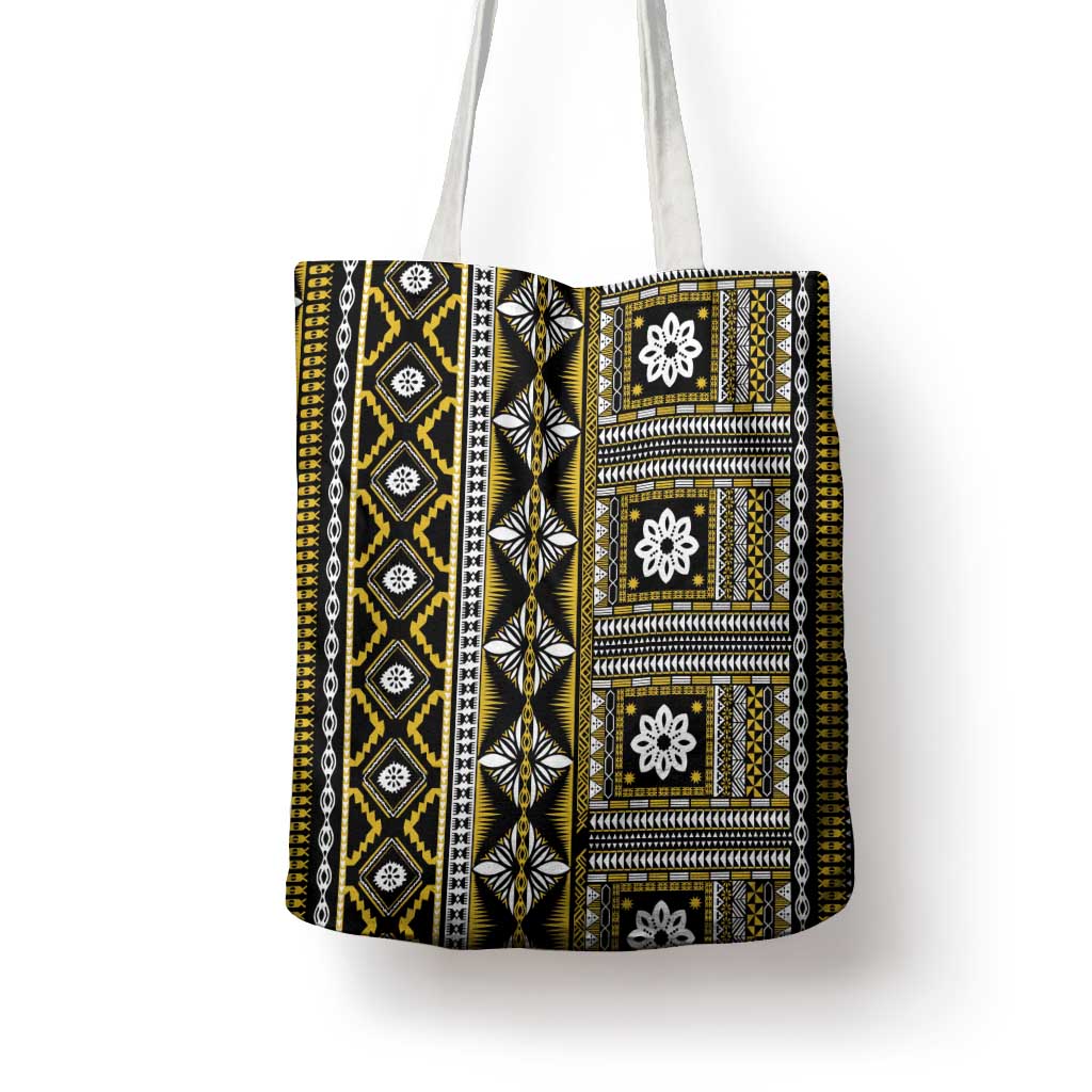 Fiji Masi Tapa Pattern Yellow Tote Bag - Polynesian Pride