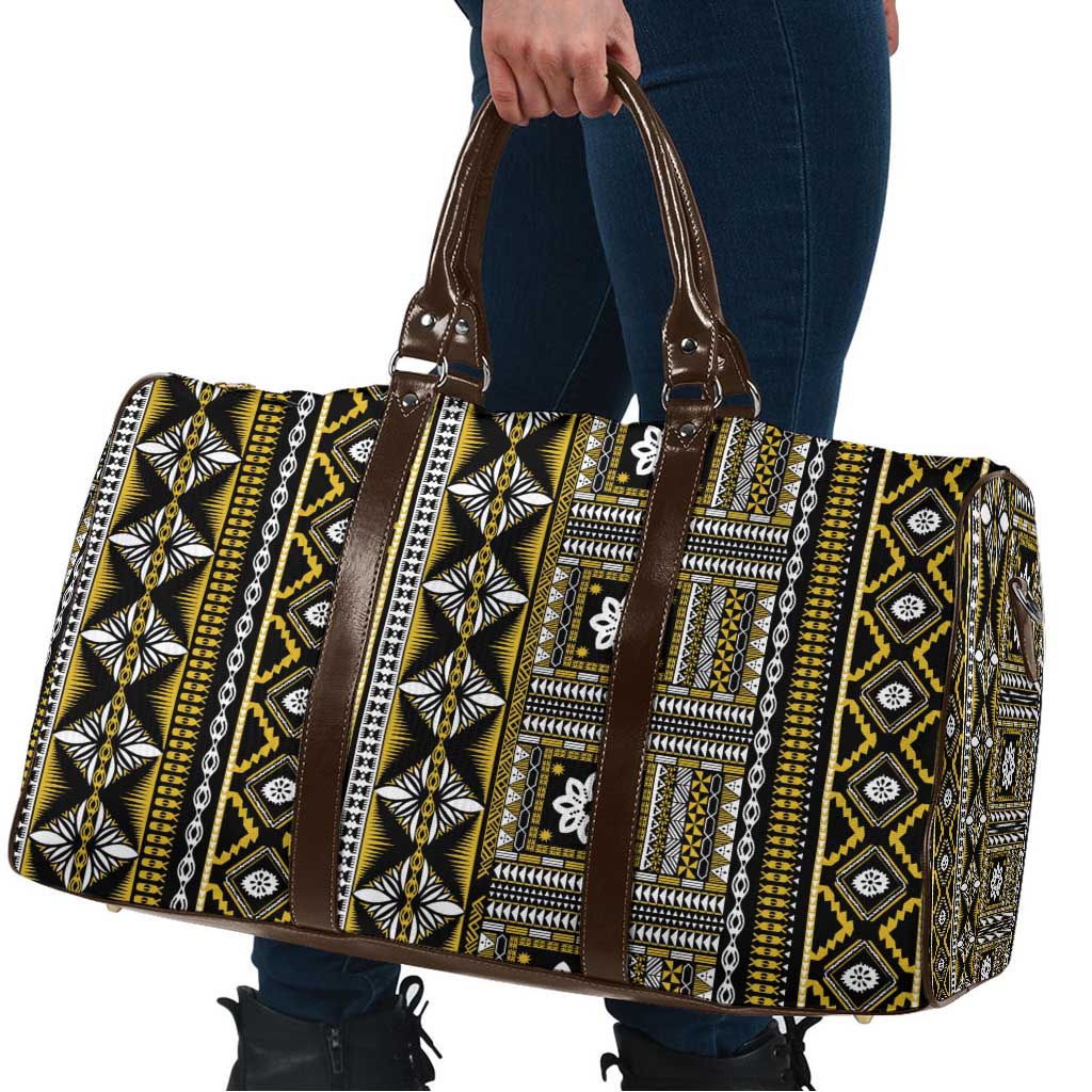 Fiji Masi Tapa Pattern Yellow Travel Bag - Polynesian Pride