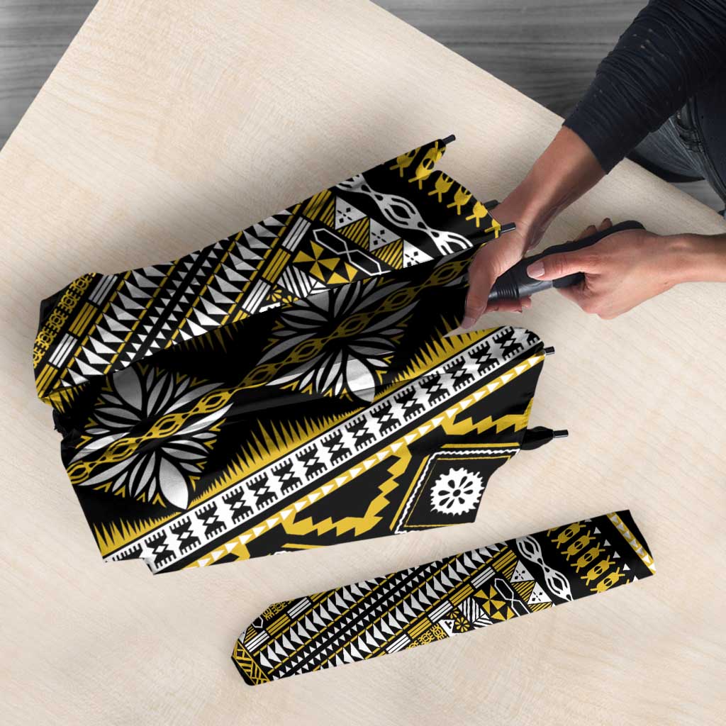 Fiji Masi Tapa Pattern Yellow Umbrella - Polynesian Pride