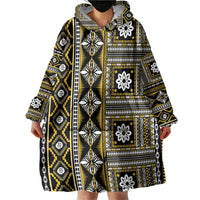 Fiji Masi Tapa Pattern Yellow Wearable Blanket Hoodie - Polynesian Pride