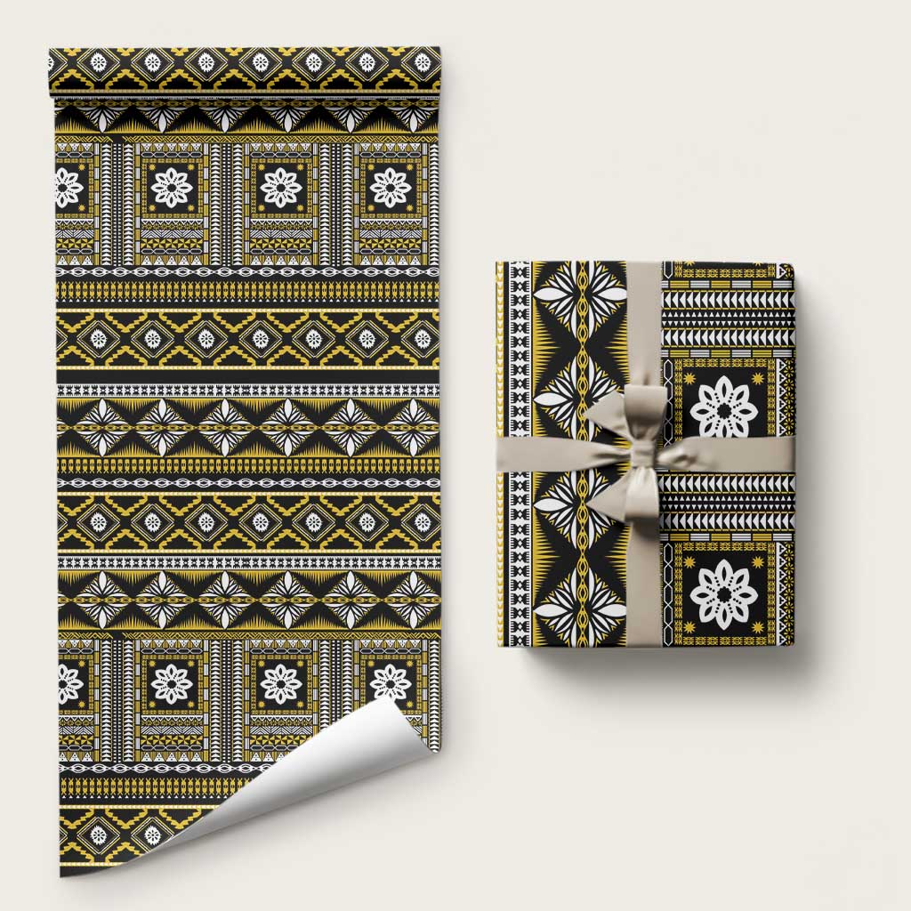 Fiji Masi Tapa Pattern Yellow Wrapping Paper - Polynesian Pride