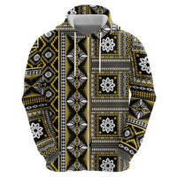 Fiji Masi Tapa Pattern Yellow Zip Hoodie - Polynesian Pride