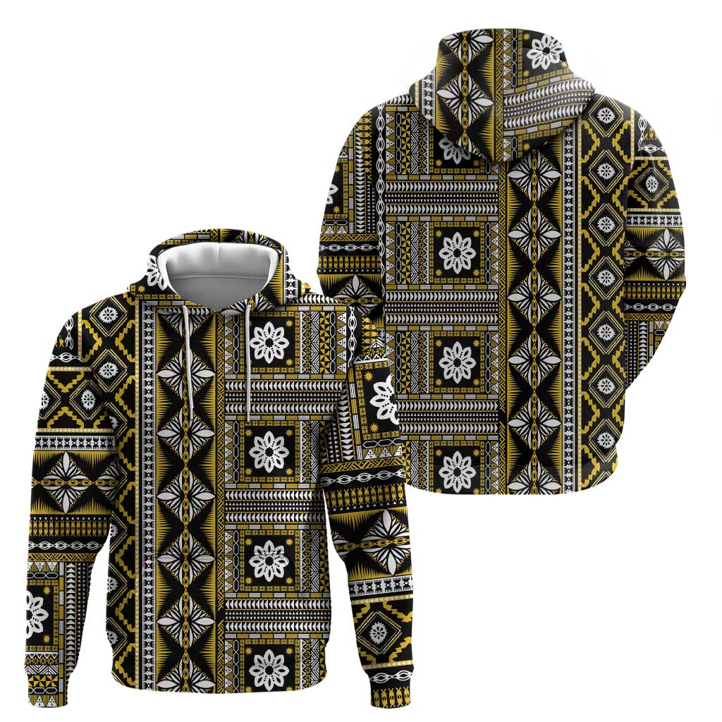 Fiji Masi Tapa Pattern Yellow Zip Hoodie - Polynesian Pride