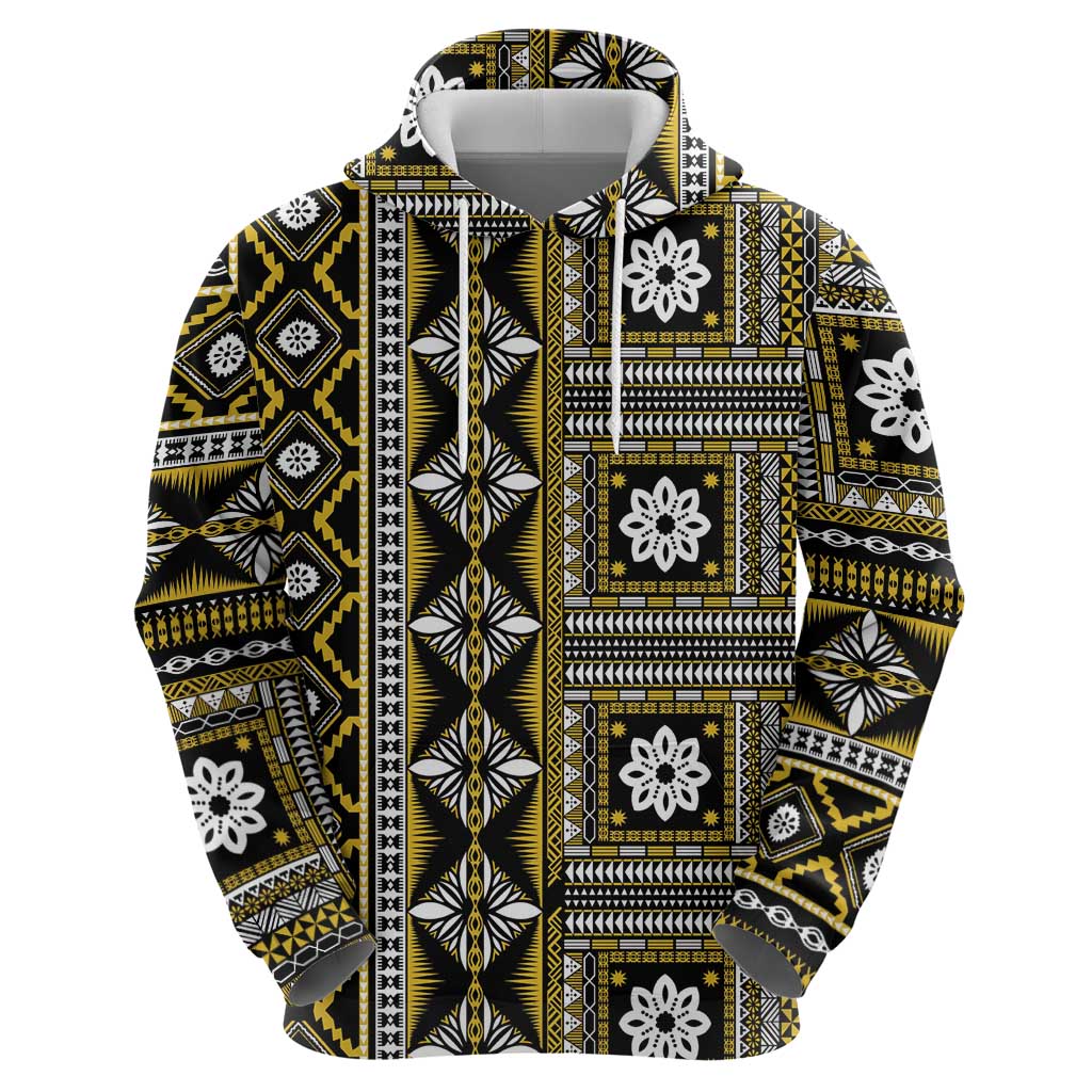 Fiji Masi Tapa Pattern Yellow Zip Hoodie - Polynesian Pride