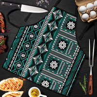 Fiji Masi Tapa Pattern Teal Apron - Polynesian Pride