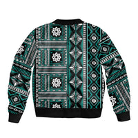 Fiji Masi Tapa Pattern Teal Bomber Jacket LT01 - Polynesian Pride