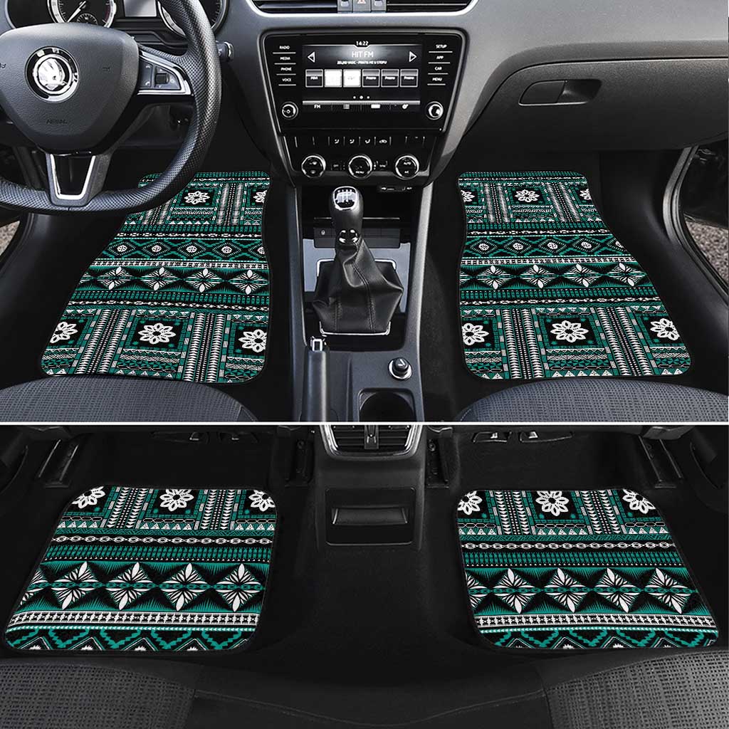 Fiji Masi Tapa Pattern Teal Car Mats - Polynesian Pride