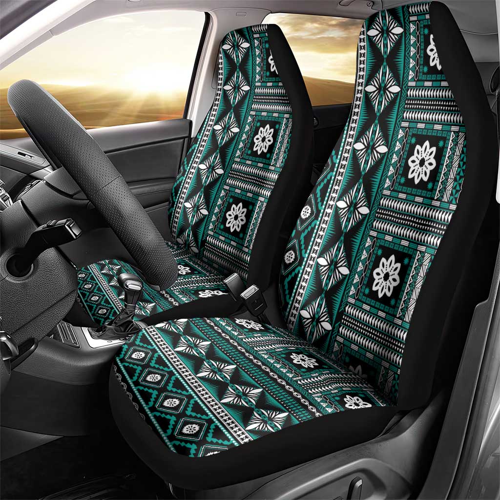 Fiji Masi Tapa Pattern Teal Car Seat Cover - Polynesian Pride