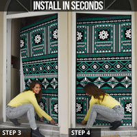 Fiji Masi Tapa Pattern Teal Door Cover - Polynesian Pride