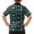 Fiji Masi Tapa Pattern Teal Family Matching Off The Shoulder Long Sleeve Dress and Hawaiian Shirt - Polynesian Pride