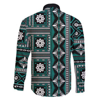 Fiji Masi Tapa Pattern Teal Family Matching Puletasi and Hawaiian Shirt - Polynesian Pride