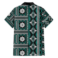 Fiji Masi Tapa Pattern Teal Hawaiian Shirt - Polynesian Pride