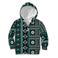 Fiji Masi Tapa Pattern Teal Kid Hoodie - Polynesian Pride