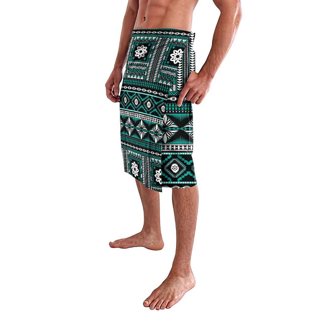 Fiji Masi Tapa Pattern Teal Lavalava - Polynesian Pride