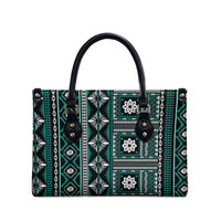 Fiji Masi Tapa Pattern Teal Leather Bag - Polynesian Pride