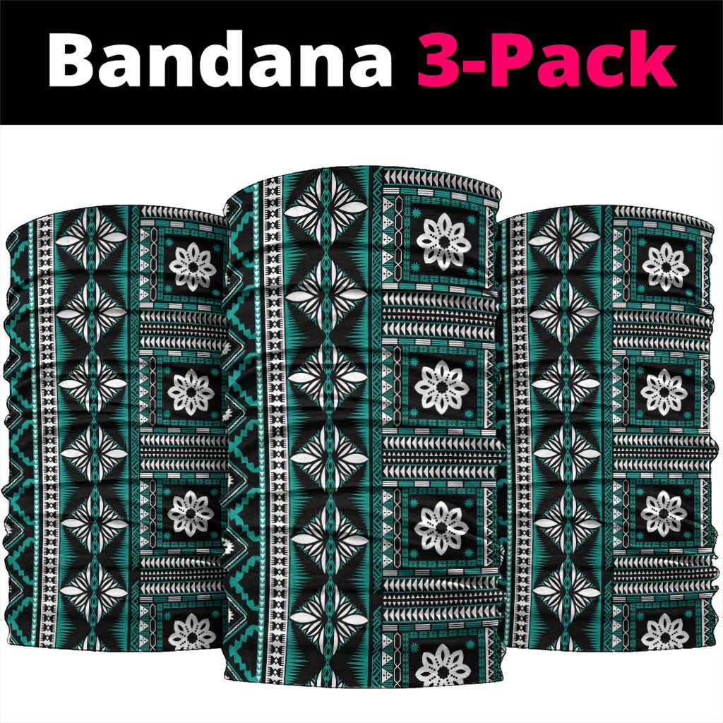 Fiji Masi Tapa Pattern Teal Neck Gaiter LT01 package One Size: 25*50cm Teal - Polynesian Pride