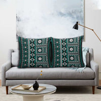 Fiji Masi Tapa Pattern Teal Pillow Cover LT01 - Polynesian Pride
