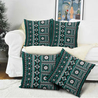 Fiji Masi Tapa Pattern Teal Pillow Cover LT01 - Polynesian Pride