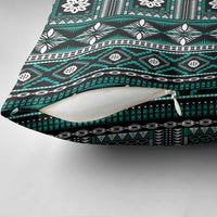Fiji Masi Tapa Pattern Teal Pillow Cover LT01 - Polynesian Pride