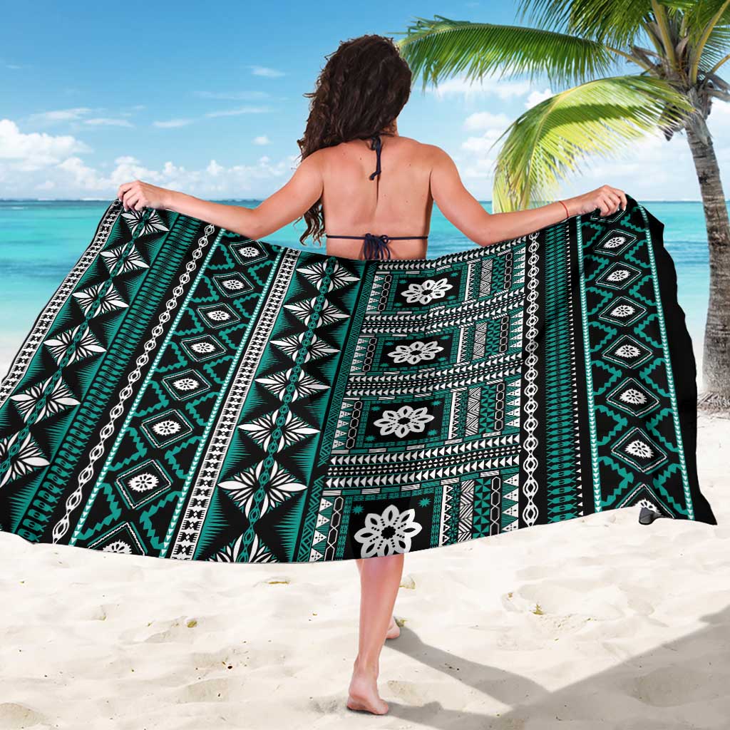 Fiji Masi Tapa Pattern Teal Sarong LT01 - Polynesian Pride
