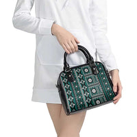 Fiji Masi Tapa Pattern Teal Shoulder Handbag LT01 - Polynesian Pride