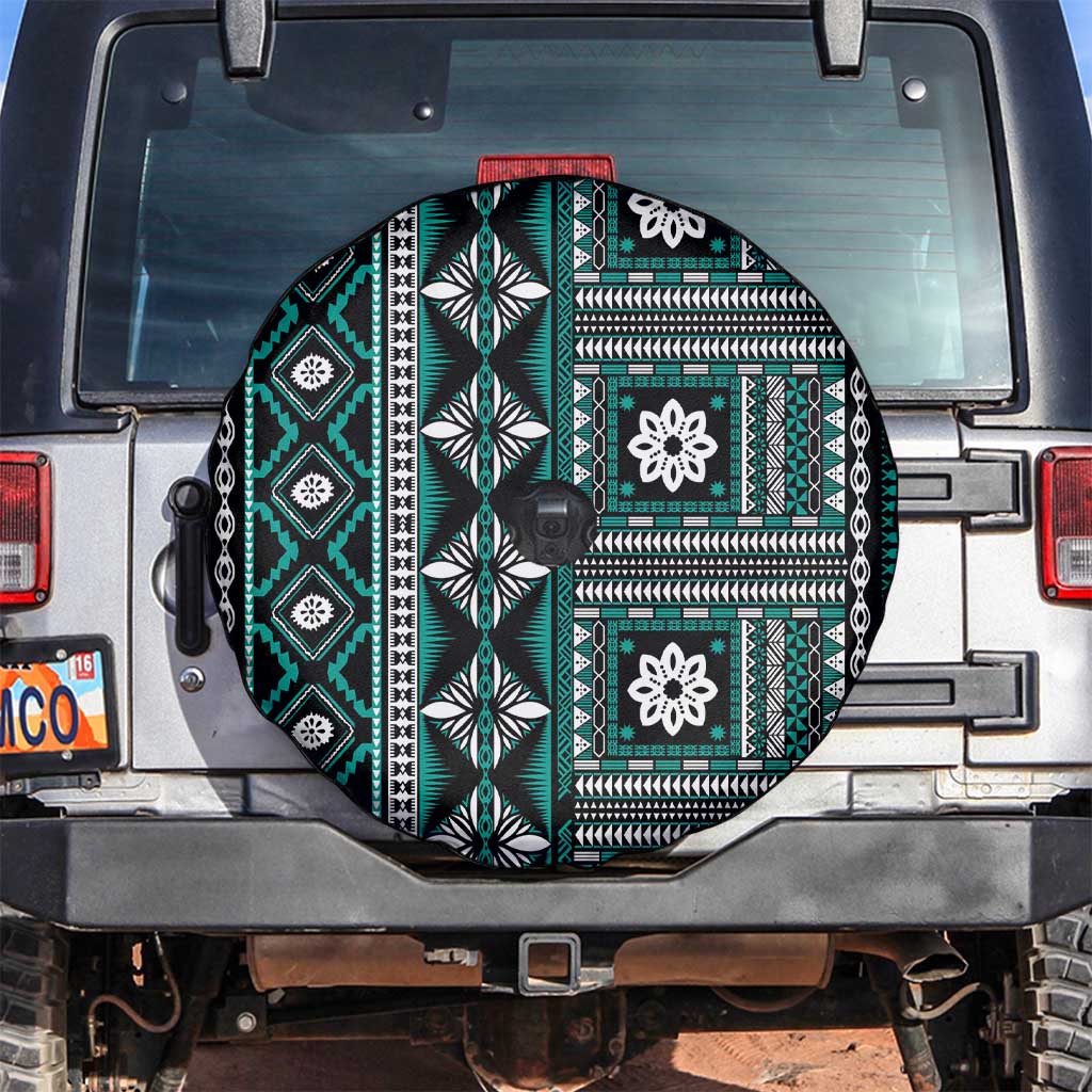 Fiji Masi Tapa Pattern Teal Spare Tire Cover LT01 Teal - Polynesian Pride