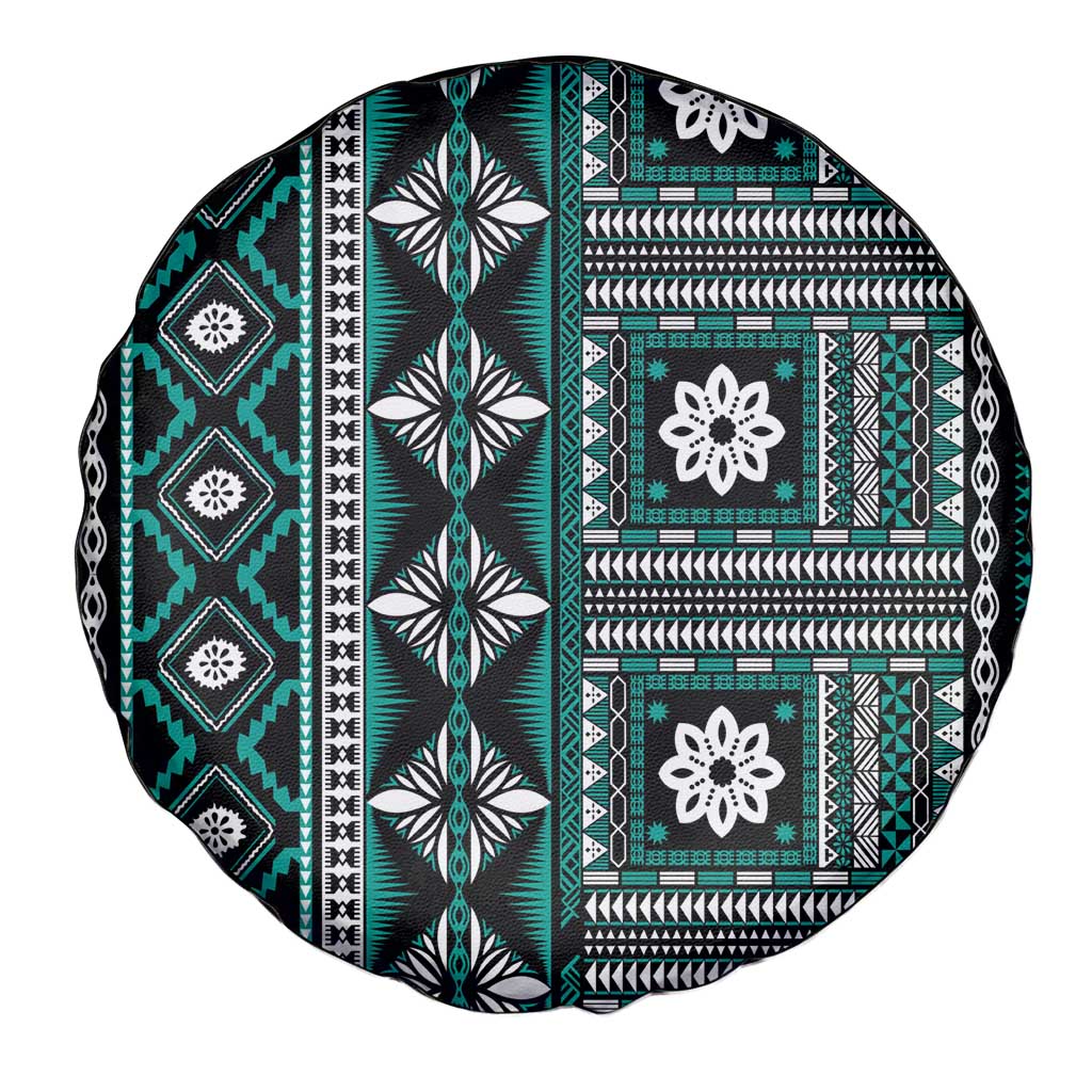 Fiji Masi Tapa Pattern Teal Spare Tire Cover LT01 - Polynesian Pride