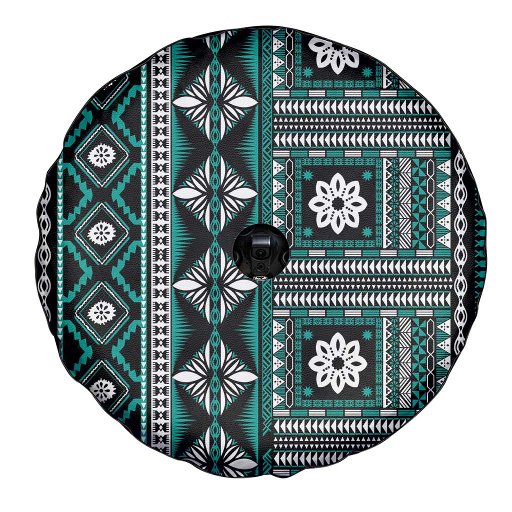 Fiji Masi Tapa Pattern Teal Spare Tire Cover LT01 - Polynesian Pride