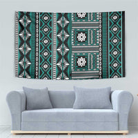 Fiji Masi Tapa Pattern Teal Tapestry LT01 - Polynesian Pride