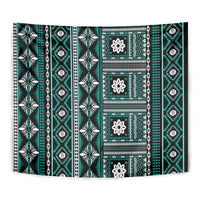 Fiji Masi Tapa Pattern Teal Tapestry LT01 - Polynesian Pride