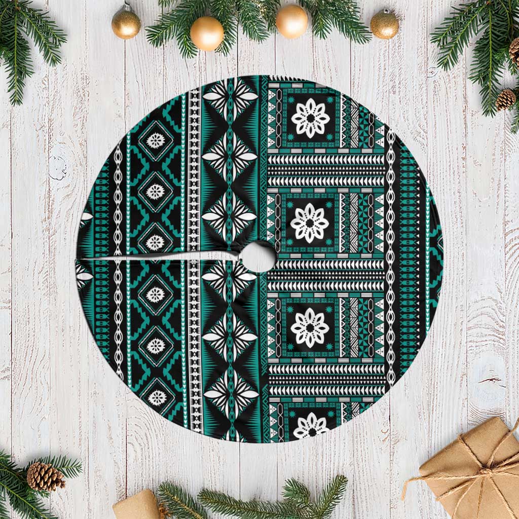Fiji Masi Tapa Pattern Teal Tree Skirt - Polynesian Pride