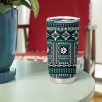 Fiji Masi Tapa Pattern Teal Tumbler Cup - Polynesian Pride