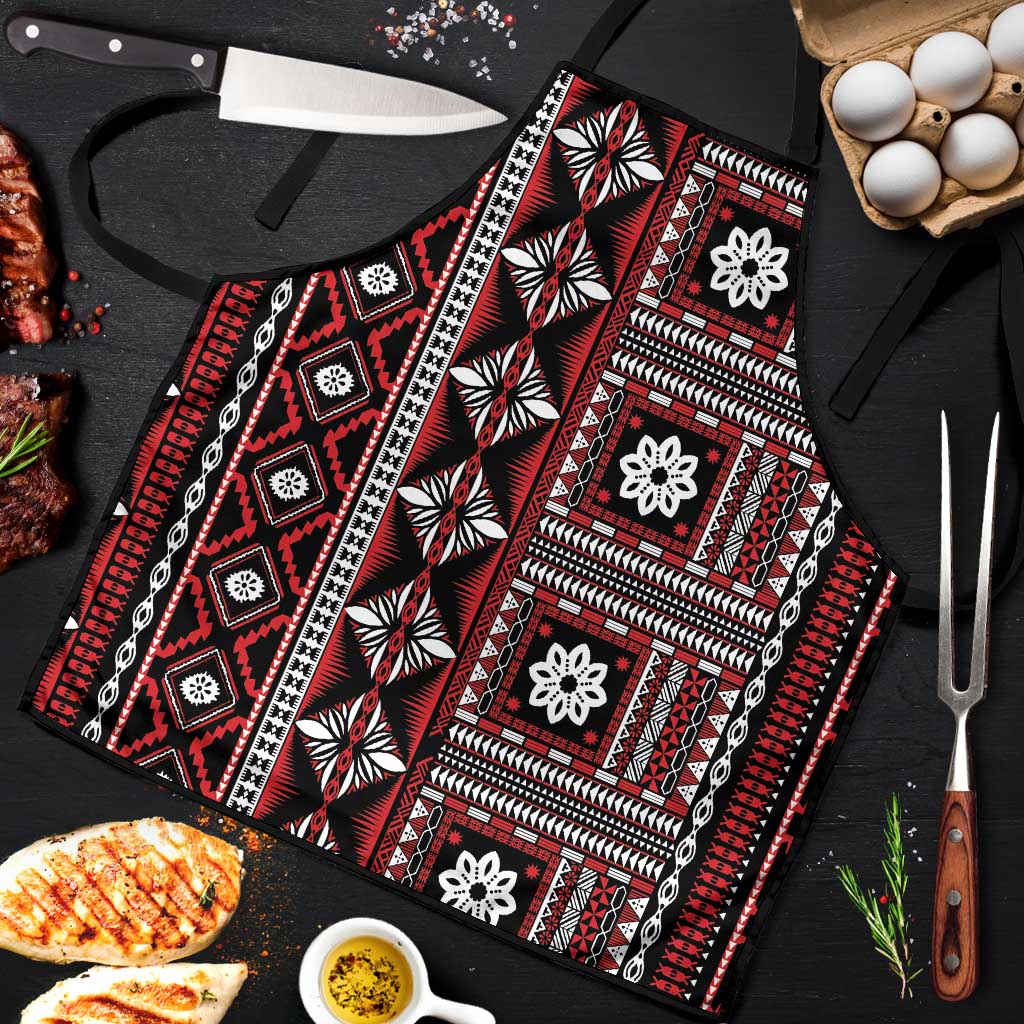 Fiji Masi Tapa Pattern Red Apron - Polynesian Pride