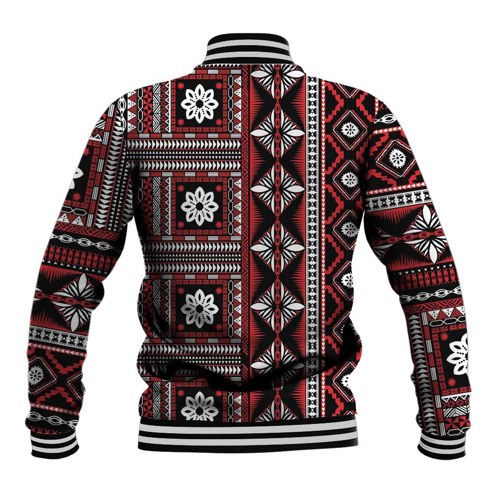 Fiji Masi Tapa Pattern Red Baseball Jacket - Polynesian Pride